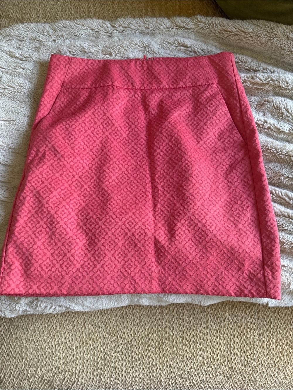 Ann Taylor Coral Pink Textured Pencil Skirt